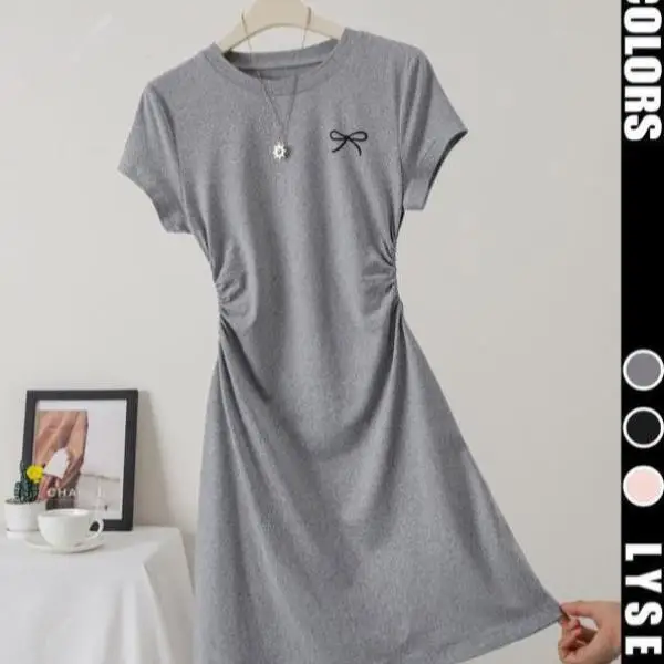 

Faionable Slim Fit Women's Casual Wear with Small Bow Print Cross-Border New Sle Comfortable Sportswear Set T-irt orts