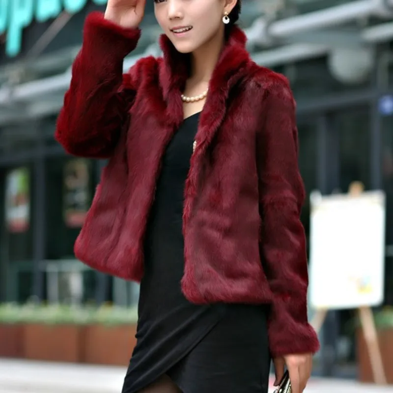 Cappotto in pelliccia sintetica moda giacca corta 2026 donna autunno inverno colletto alla coreana tinta unita nuovo peluche capispalla taglie forti festa femminile