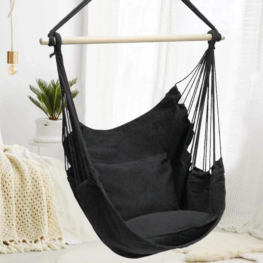 Hammock Chair Hanging Rope Swing Chair Portable Comfortable Hammock Seat Hanging Sleeping Swing Chair Home Outdoor Dropshipping