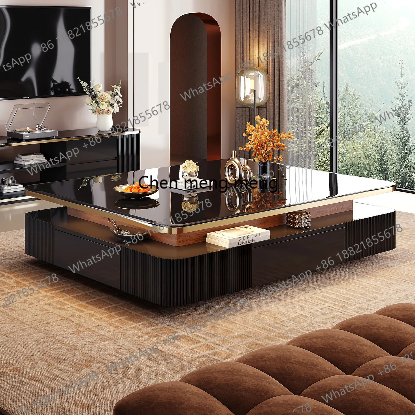 

2025 light luxury coffee table living room new creative high-end square large apartment slate