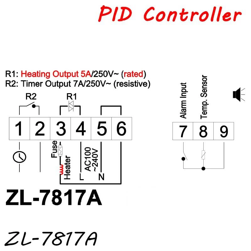 A92P LILYTECH ZL-7817A PID Temperature Controller Thermostat with Integrated SSR 100-240Vac Power Supply