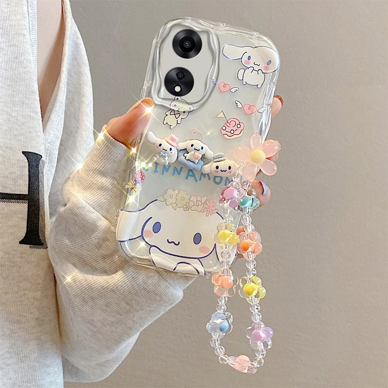 3D Kuromi Cartoon Phone Case For Vivo Y200 Y19 Y18 Y17 Y16 Y15 Y12 Y11 Y5S Y3S Y03 Y02 Y01 Y11S With Wrist Chain Cute Bear Cover