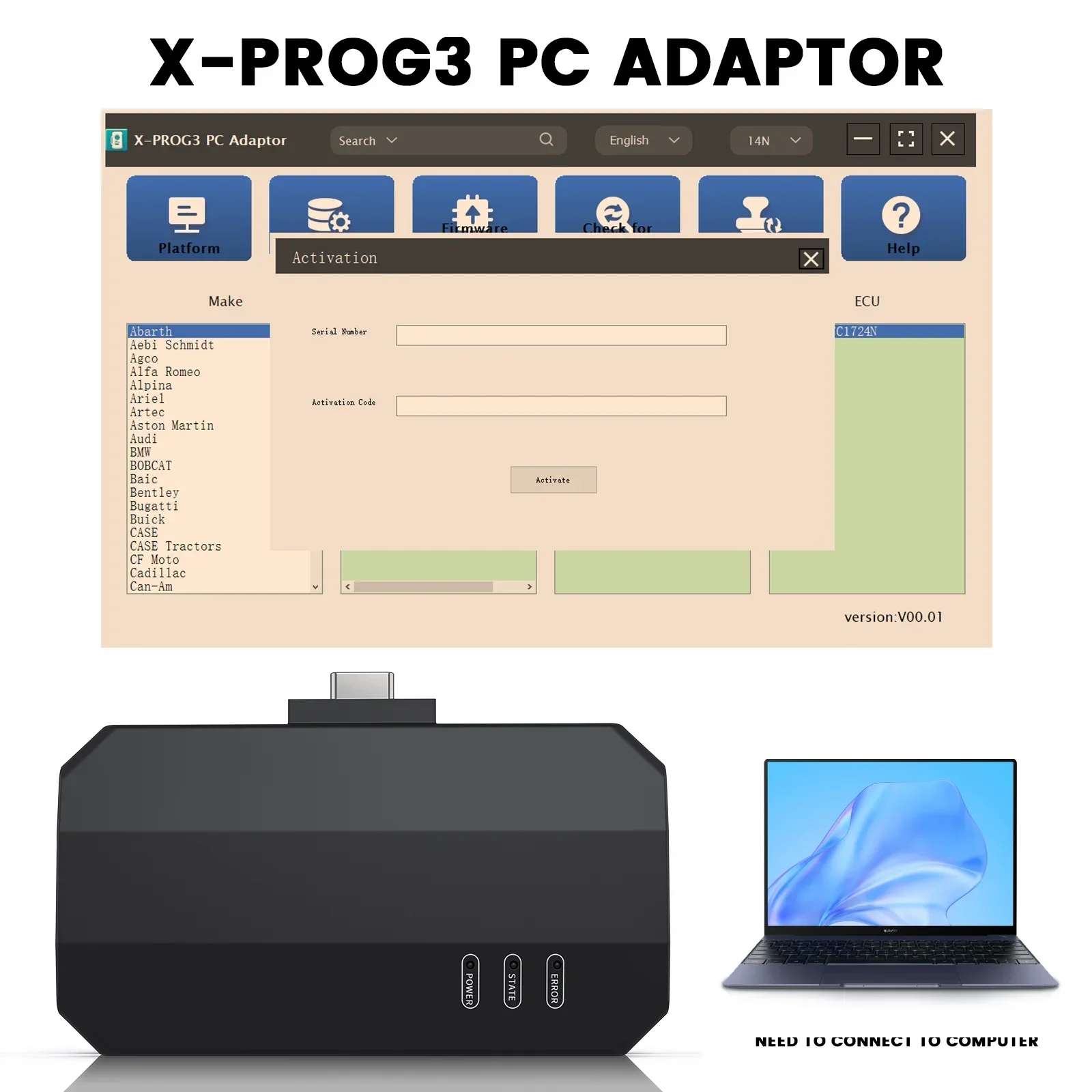 Picture 6: Launch X-PROG3 PC Adapter USB XProg3 ECU Programmer X431 IMMO Program Support Engine Data Validation Functionmer 100%Original