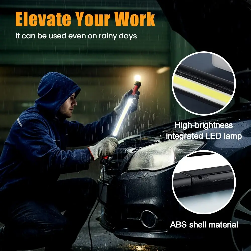 Work Light, High Lumen LED Work Light, Rechargeable Magnetic Work Flashlight, Work Lights with Hooks for Emergency Car Reparing