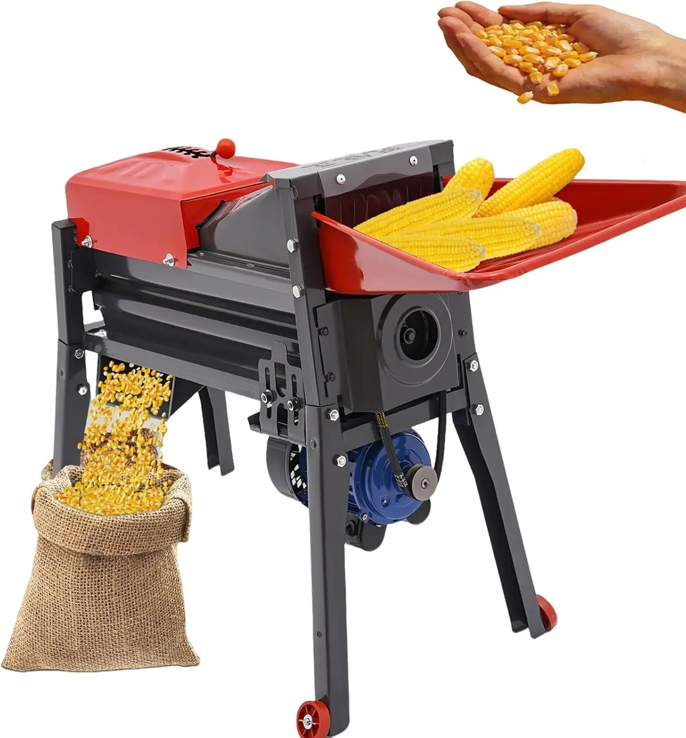 

110V Electric Corn Sheller 480W Heavy Duty Corn Thresher 13 Adjustable Gears Single phase Induction Motor