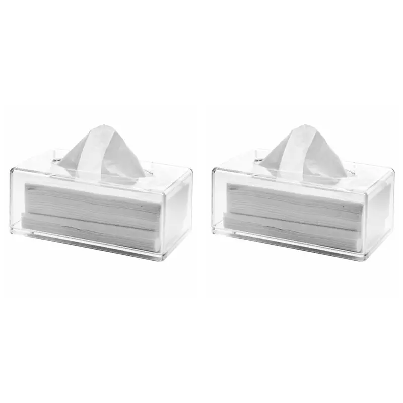 B03C-2X Clear Acrylic Tissue Box Holder With Cover Facial Tissue Dispenser Box Case For Countertop,Clear A
