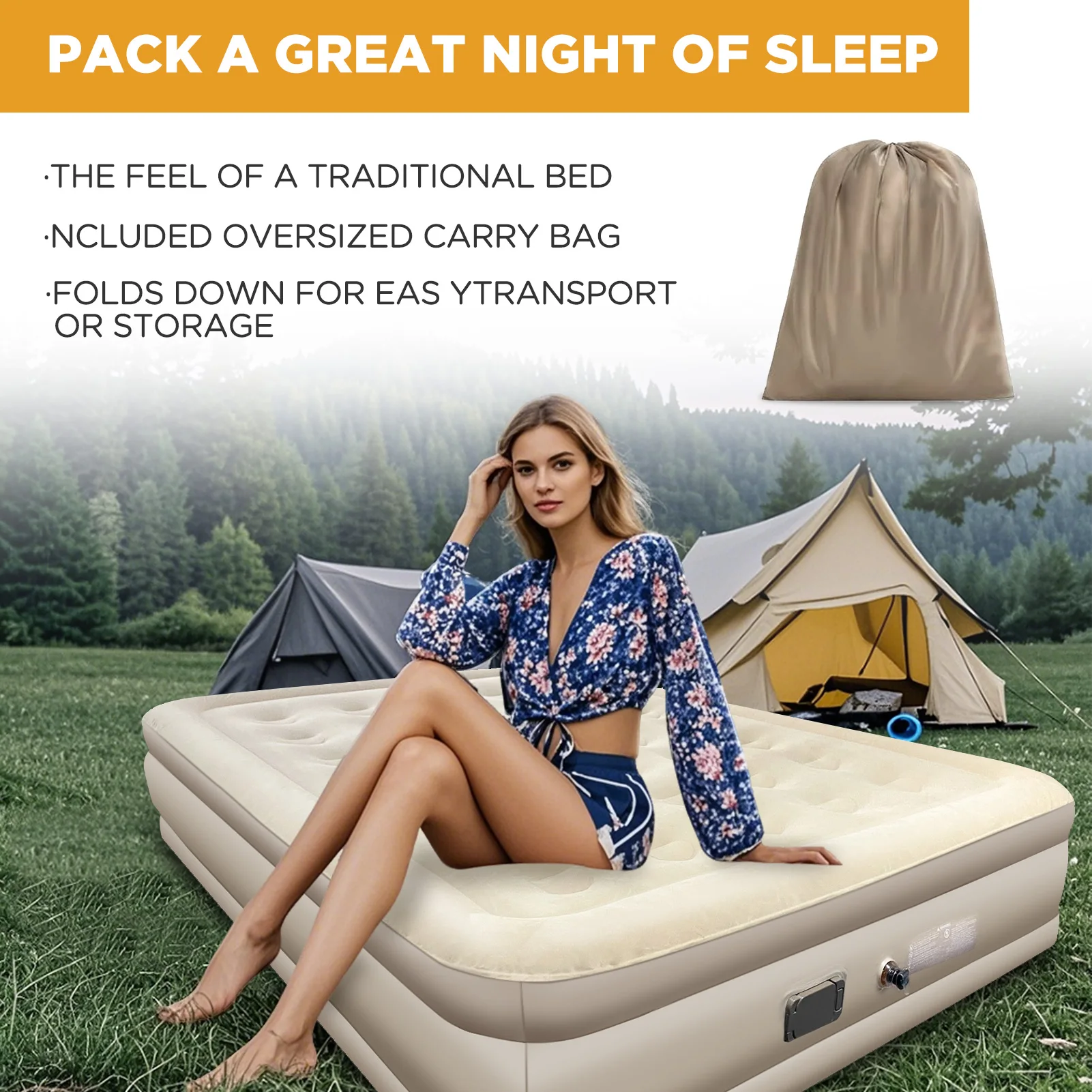 Vanace Wholesale Modern Design Portable PVC Inflatable Air Mattress Built-In Pump Self-Inflating Air Bed Outdoor Gym Camping Use