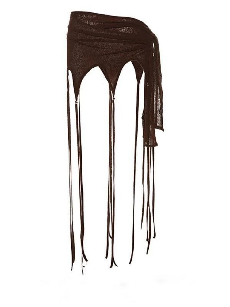 Jupes à franges féeriques pour femmes, Harajuku, voir Streetwear, jupe à bandes irrégulières, Sexy, Grunge, tendance, esthétique Y2k, 2025