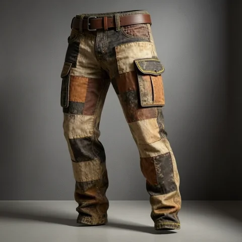 Men's Pants Pocket Tactical 2026 New Large Pocket Loose Overalls Men's Outdoor Sports Jogging Tactical Pants Elastic Waist Pure Cotton Casual Work Pants
