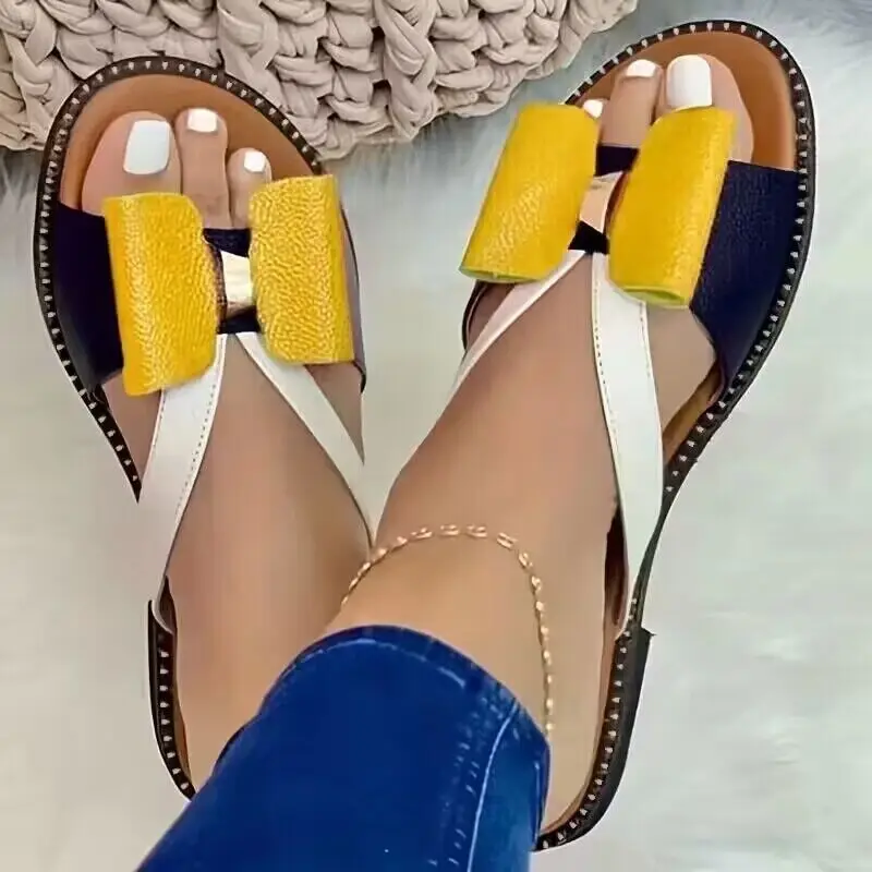 Women Summer Slippers Cute Butterfly-Knot Casual Sandals Lady Slides Flats Plus Size Women Shoes for Women 2021 Chaussure Femme