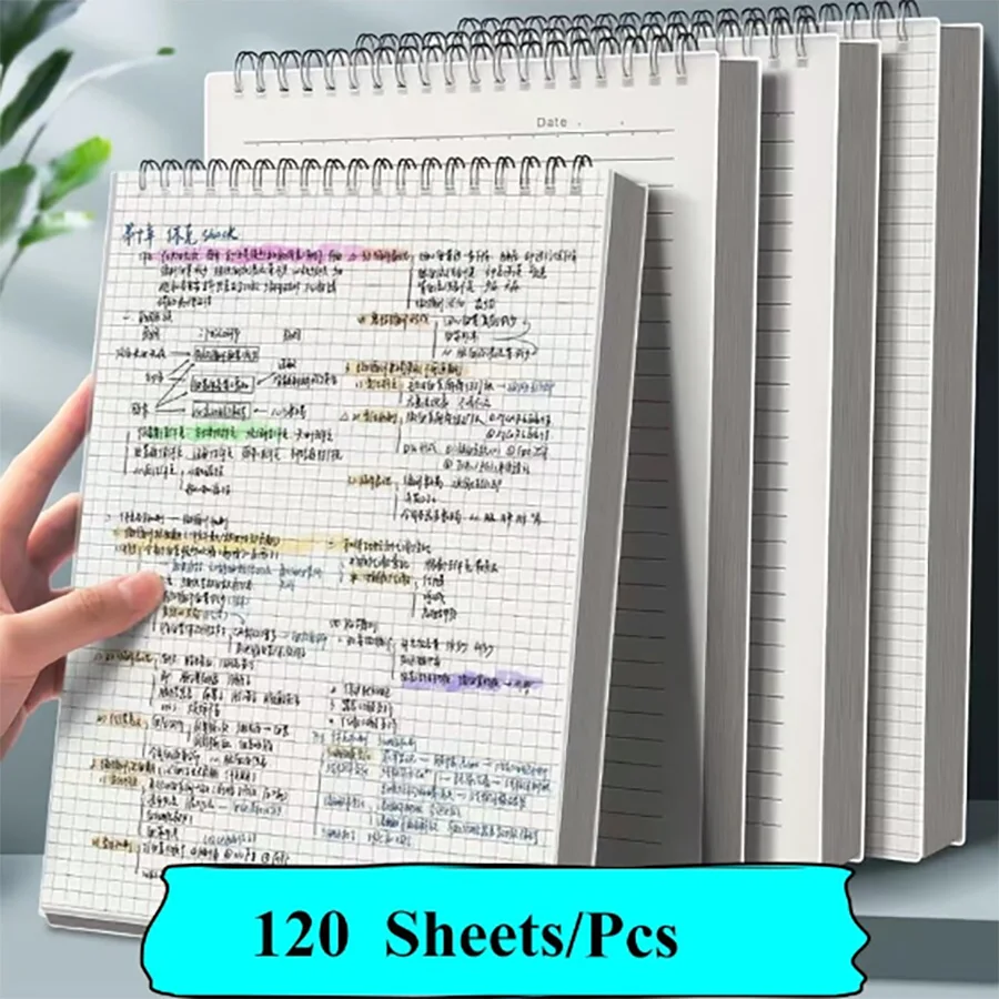 A4 A5 B5 Spiral book coil Notebook 120 Sheets 240 Pages Grid Notebook PP Cover