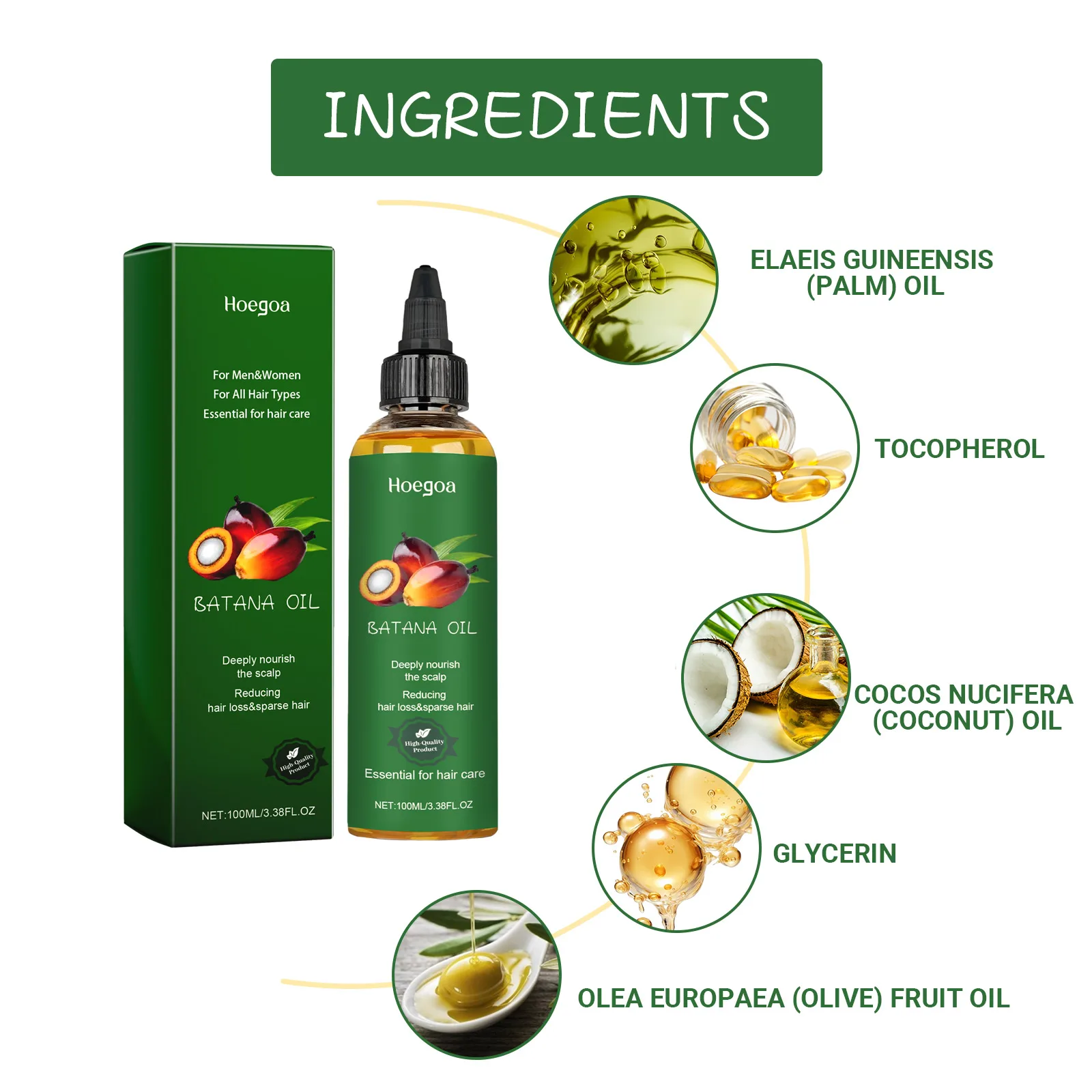 HOEGOA 100mL Batana Oil Helps Promote Hair Growth Nourishes The Scalp Stimulates Hair Follicles Ingredients Are Mild Hair Oil