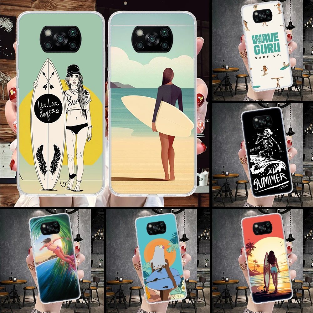 Surf Board Aesthetic Phone Case For Xiaomi Poco X6 X5 X4 X3 Nfc F6 F5 Pro F4 F3 M5S M5 M4 M3 M2 F2 F1 Cover Coque Shell X3 Nfc M