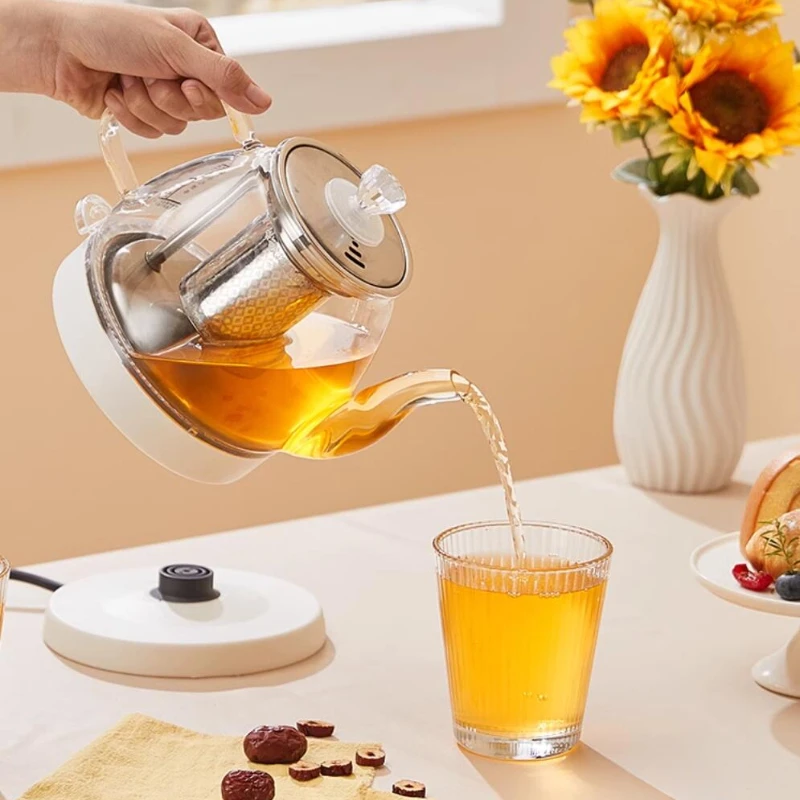 غلاية شاي زجاجية منزلية كهربائية ، شفافة طويلة الفم ، إيقاف التشغيل ، 220 فولت