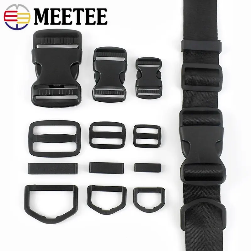 5/10Sets 20-50mm Plastic Quick Side Release Buckles Webbing Tri-Glide D Ring Adjust Clasp Bag Strap Connector Hook Accessories