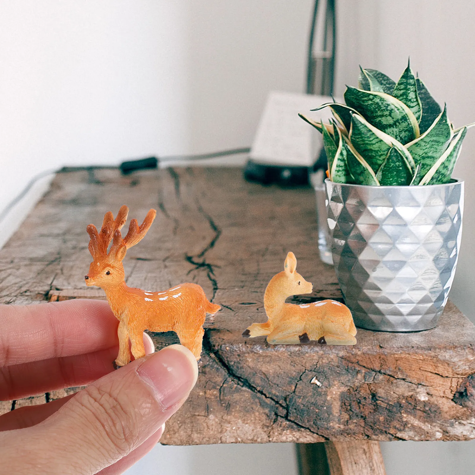3Pcs Small Deer Decorations Micro Landscape Resin Bonsai Decor DIY Room Garden Lawn Yard Decoration Small Deer Decorations