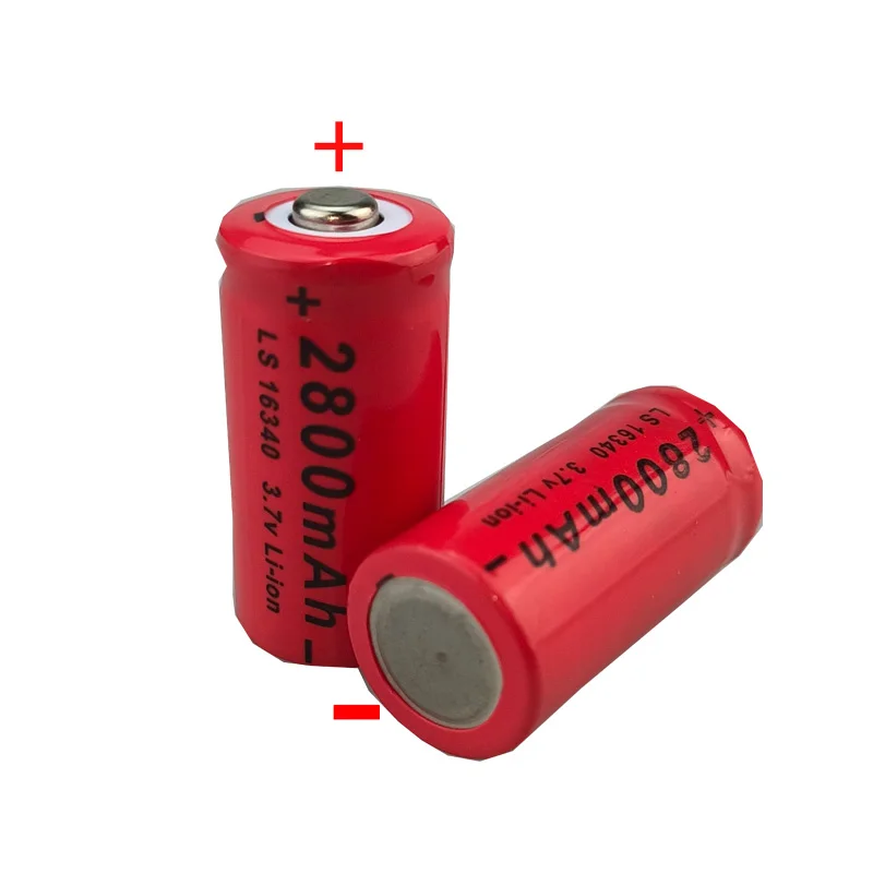 16340 Battery 3.7V 2800mAh Rechargeable Li-ion Battery CR123A for LED Flashlight with 16340 CR123 Battery Charger