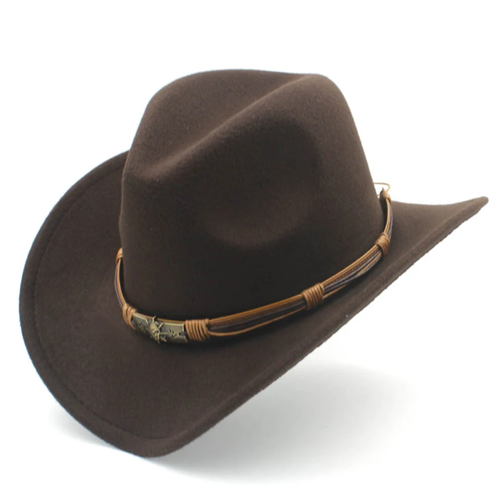 Damen Herren Cowboyhut Unisex Western Style Cowgirl Caps Fedoras mit handgefertigtem Hutband für Halloween Geburtstag Party Cosplay – Detail 6