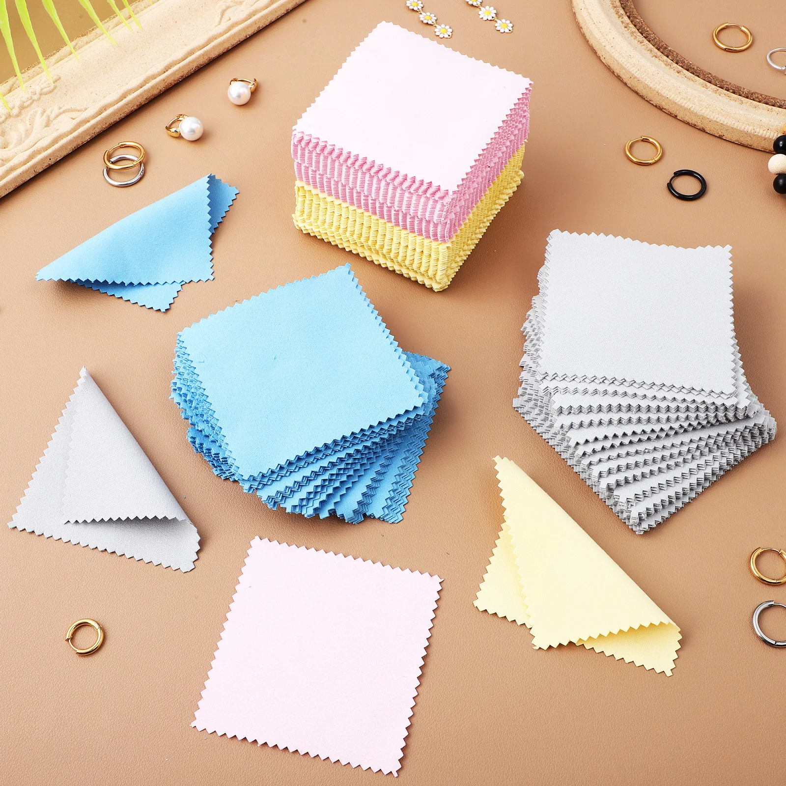 200pcs Jewelry Cleaning Cloth 8x8cm Silver Polishing Glasses Wipes Soft Durable Multiple Colors Portable Long Term Replacement