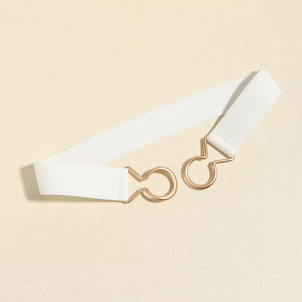 حزام نسائي بإبزيم ذو حلقة واحدة بسيط وأنيق مع فستان بحزام خصر بقصة ضيقة