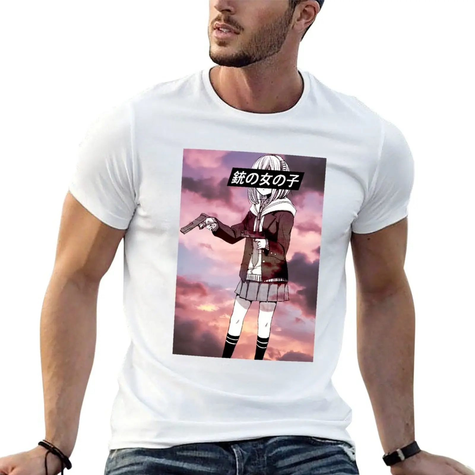 

GUN GIRL - SAD JAPANESE ANIME AESTHETIC T-Shirt funny t shirts cotton t shirt men 100% cotton luxury brand T-Shirt