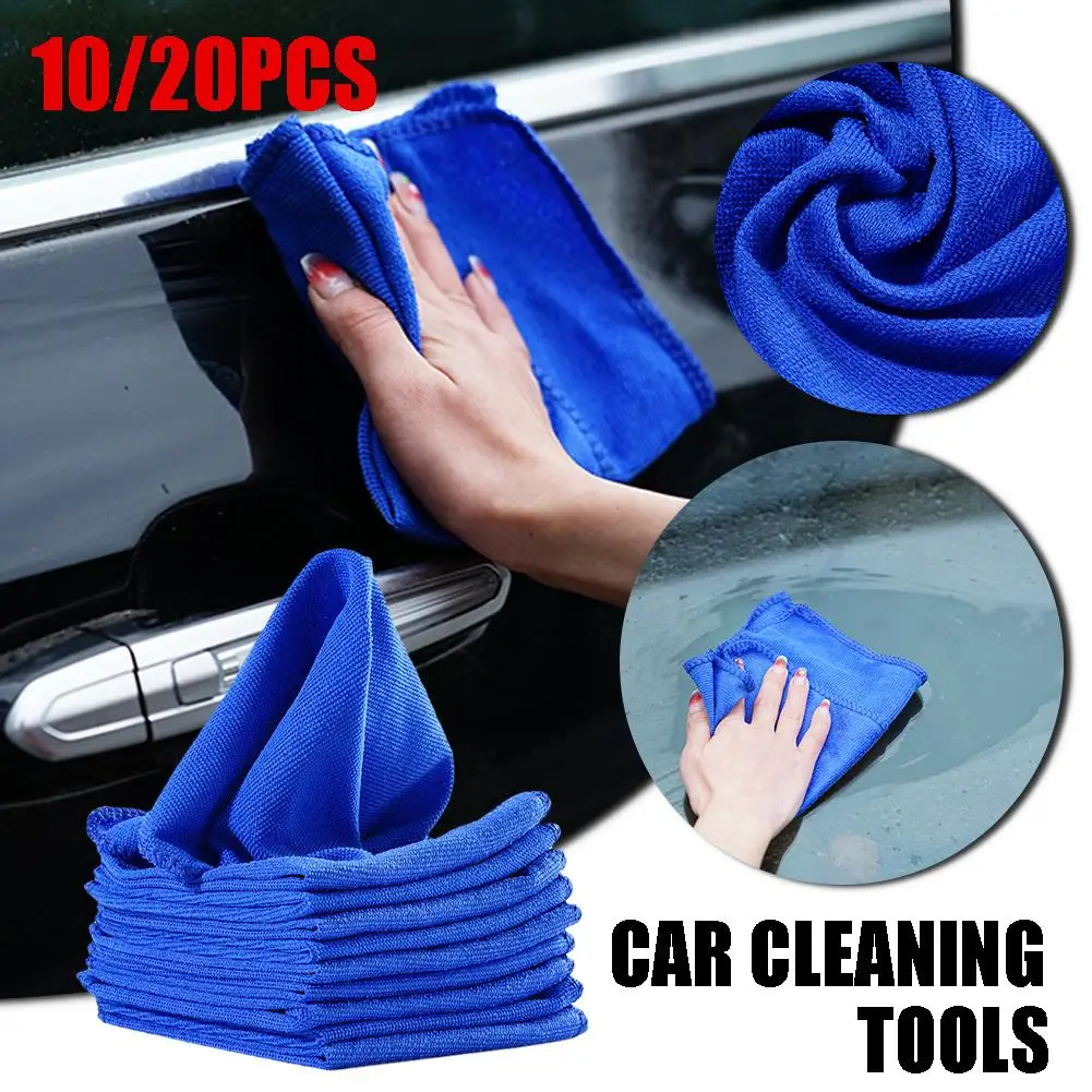 20 piezas-toallas de microfibra para lavado de coche, paño de secado suave, plumero de pulido de coche, toalla de agua, herramientas de lavado de dobladillo, 30x30cm, Suc R6W3