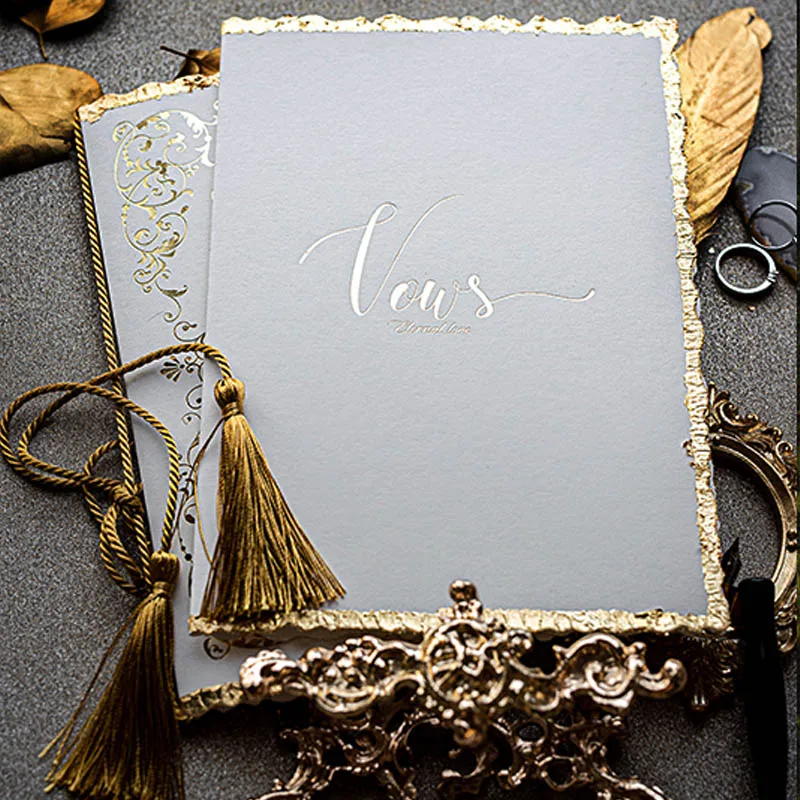 Gold and Silver Letters Wedding Ceremony Vows Card Our Vows Favor Gift for Bride and Groom Memorial Collection