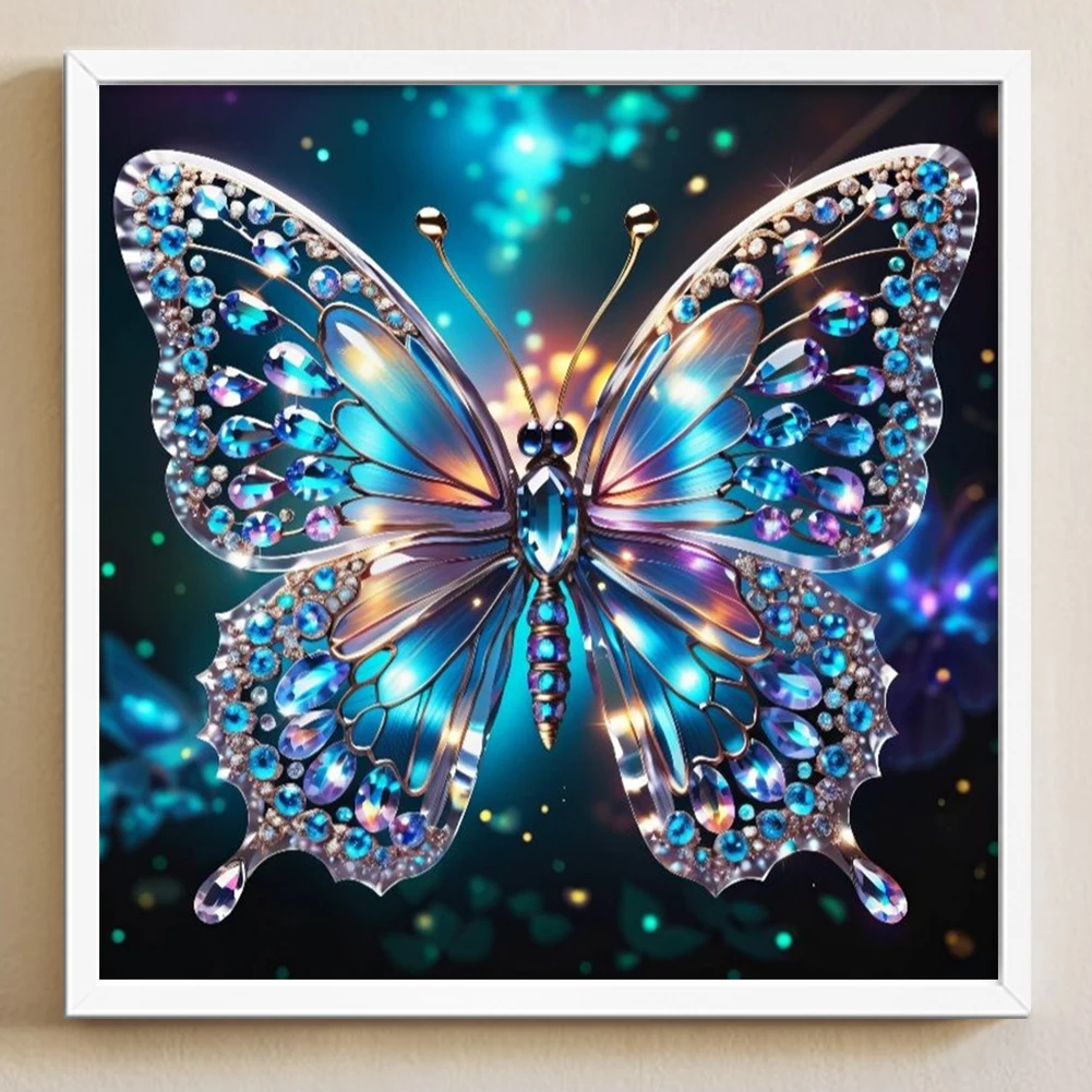 5D DIY Full Round Drill Diamond Painting Butterfly Home Decor Art Craft 30x30cm