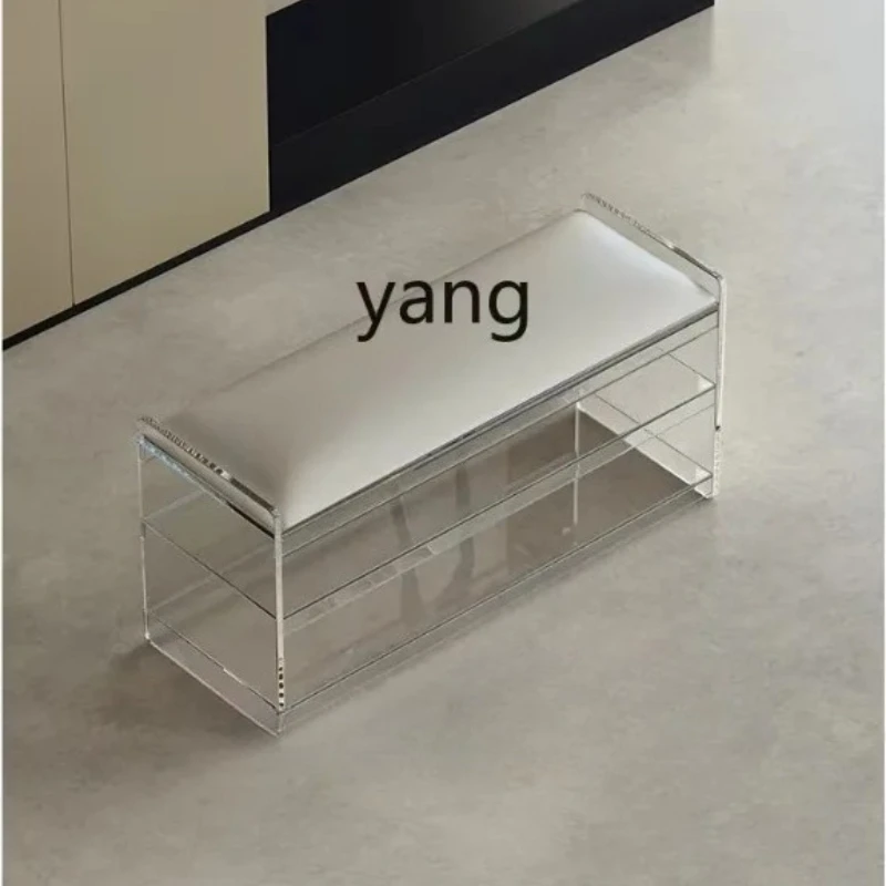 LTT entry door shoe change stool light luxury high sense door home acrylic bench integrated against the wall can sit