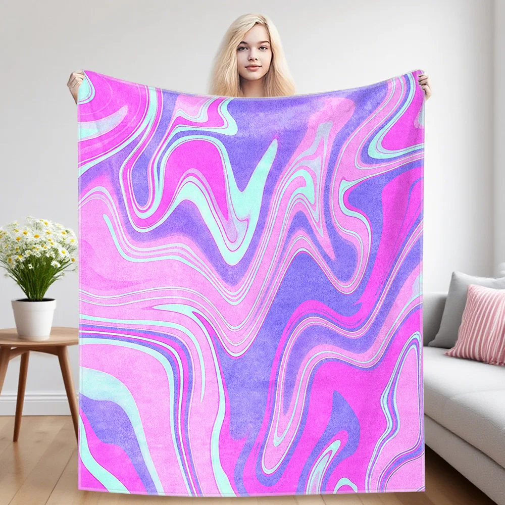 Mint Pink Swirl  Flannel Luxury Blanket, Lightweight And Comfortable Woolen Blanket, Ultra-Fine Fiber