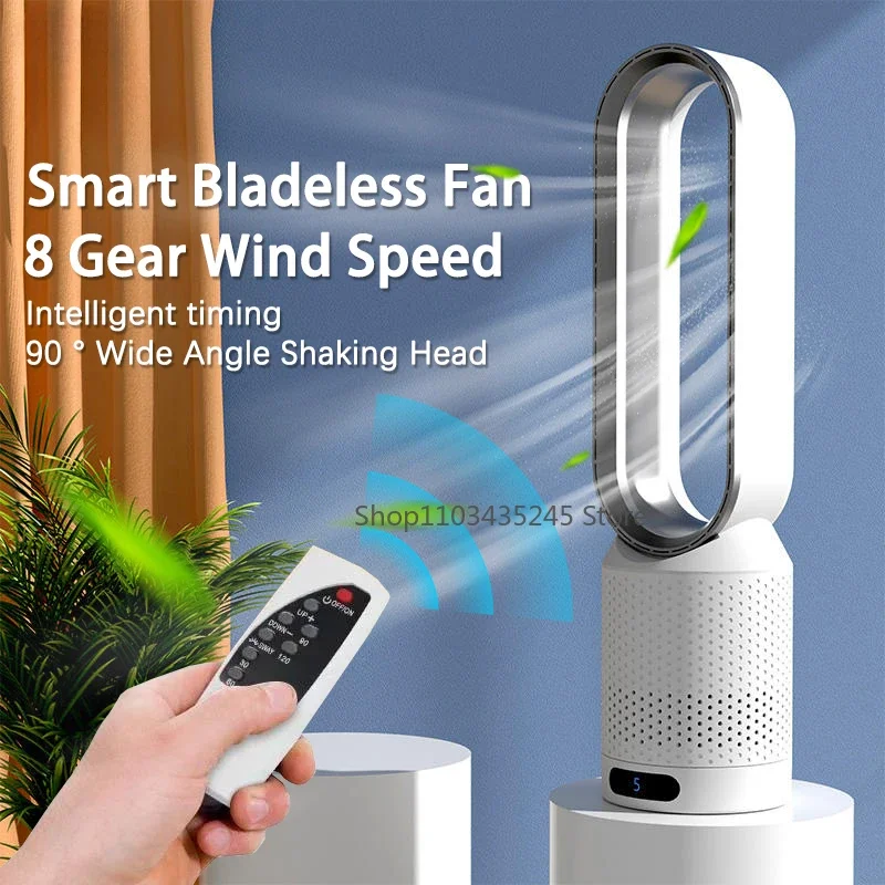 2024 New Bladeless Fan Electric Cooling Air Tower Fans With Remote Control Intelligent Low Noise 16 Inch Stand Floor Dropship