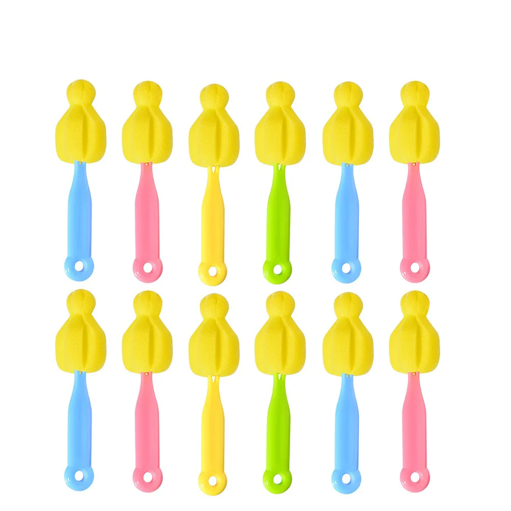 

12pcs/1 Set Baby Bottle Brush Cleaning Brush Sponge Pacifier Cleaning Brush for Baby Home (Blue/Green/Yellow/Pink, Each 3pcs)