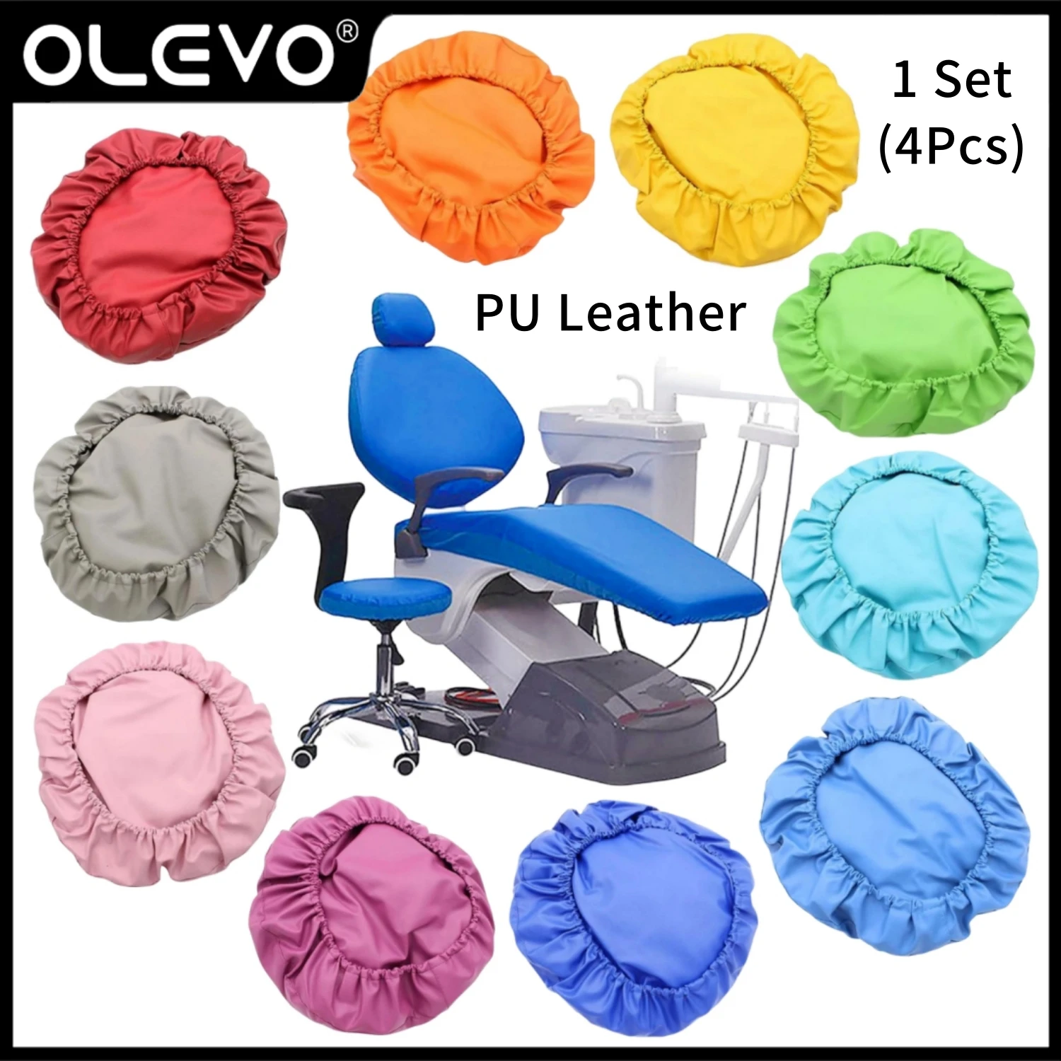 4Pcs/Set Dental Chair Cover Unit PU Leather Elastic Seat Protective Case Waterproof Thicken Chair Cover Dentistry Lab Equipment