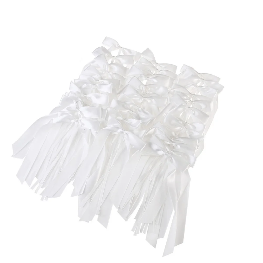 

60Pcs White Wedding Ribbon Bow Decor Perfect for Wedding Car Party Garland Backdrop Centerpiece Craft Project Ribbon Bow