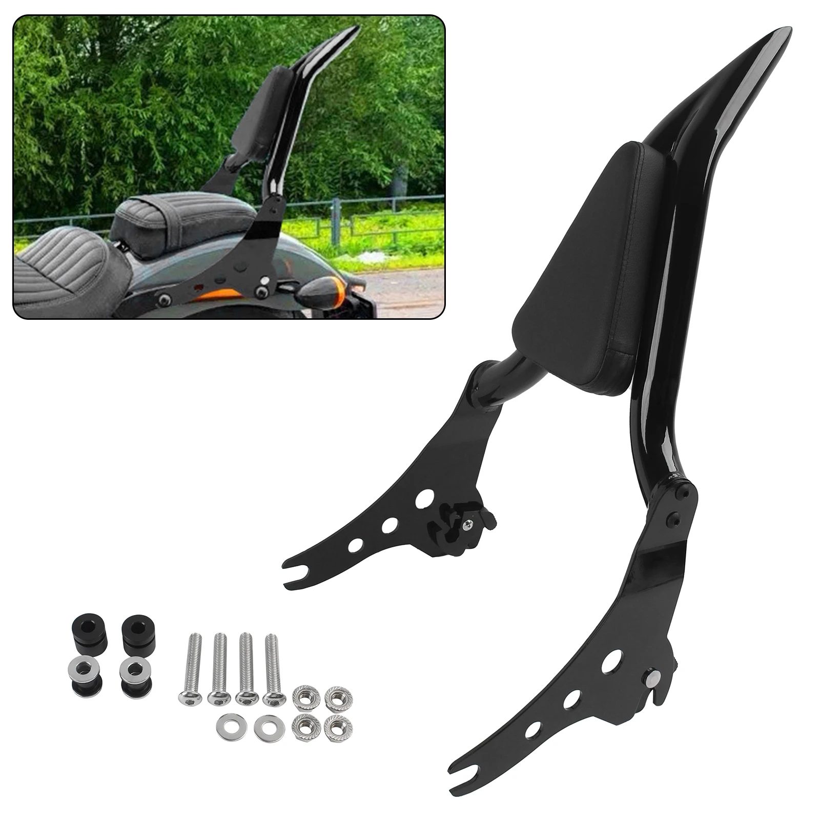 Abnehmbare schwarze Motorrad-Sissy-Bar-Beifahrerrückenlehne hinten, passend für Harley Softail Street Bob 2018–2024