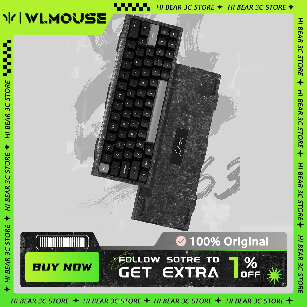 Wlmouse Shadow63 Magnetic Switch Mechanical Keyboard Customized Forged Carbon Fiber Gamer Keyboard Gifts Gaming Accessories