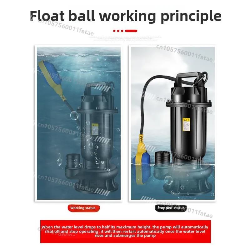 Water Level Automatic Sewage Pump with Float Cutting Pump Household Septic Tank Sewage Submersible Basement Lift