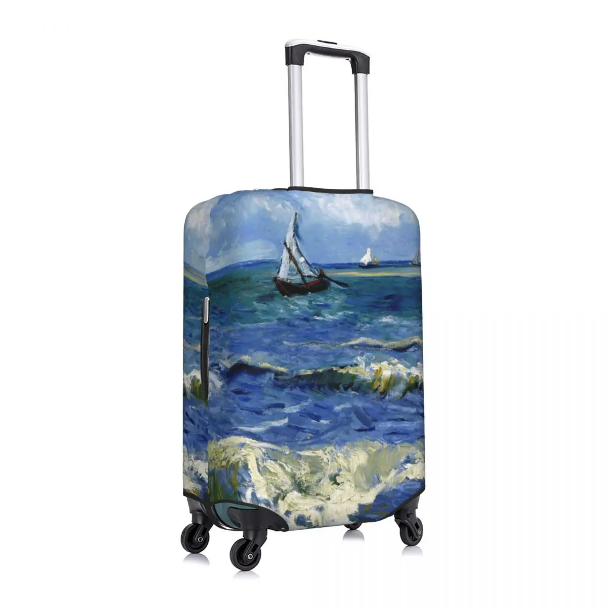 فنسنت فان جوخ غطاء الأمتعة حامي مضحك الشاطئ في شيفينجنز في الطقس العاصفة حقيبة سفر يغطي لمدة 18-32 بوصة #2