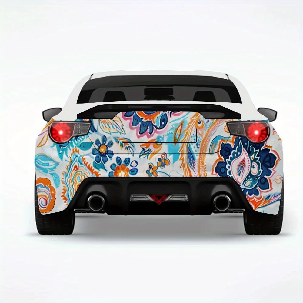 

Exotic Paisley Flower Car Sticker,Vinyl Decal for Car Rear, Waterproof Self-Adhesive Vinyl Stickers for Vehicle Tail and Bumper,