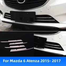 4pcs Stainless Steel Front Grille Molding Garnish Trim Lower for Mazda 6 Atenza 2015- 2017 Car Styling Accessories Sticker