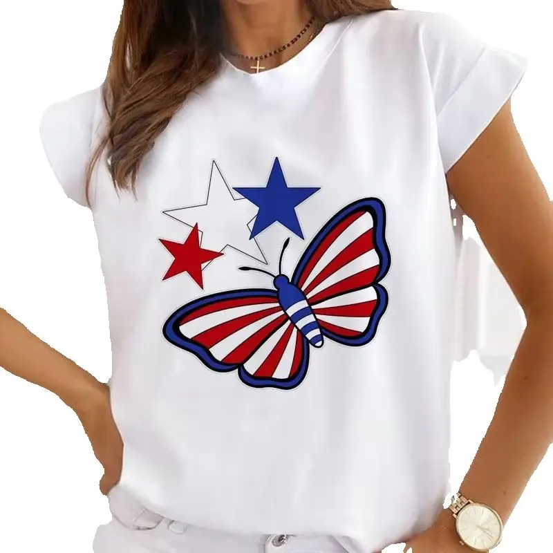 Customized Printed Women's Modal T-shirt Short Sleeve round Neck Harajuku Style Vintage Top for Summer Fashion