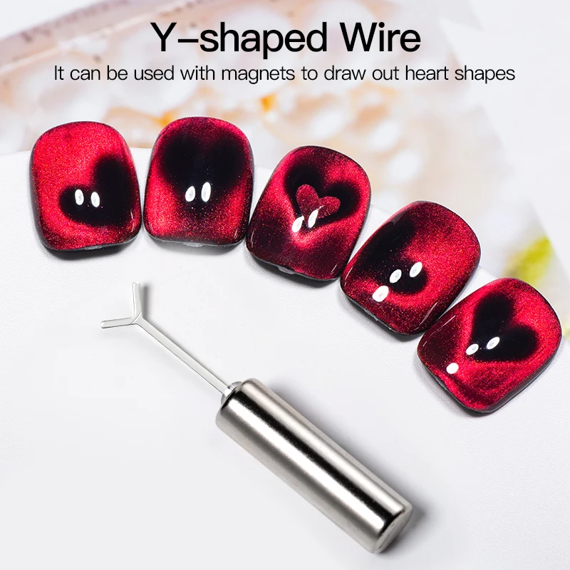 Aimant œil de chat en forme de cœur, 1 pièce, aimant pour ongles en forme de Y, motif d'amour, adapté au bricolage, outils magnétiques de polissage de Gel