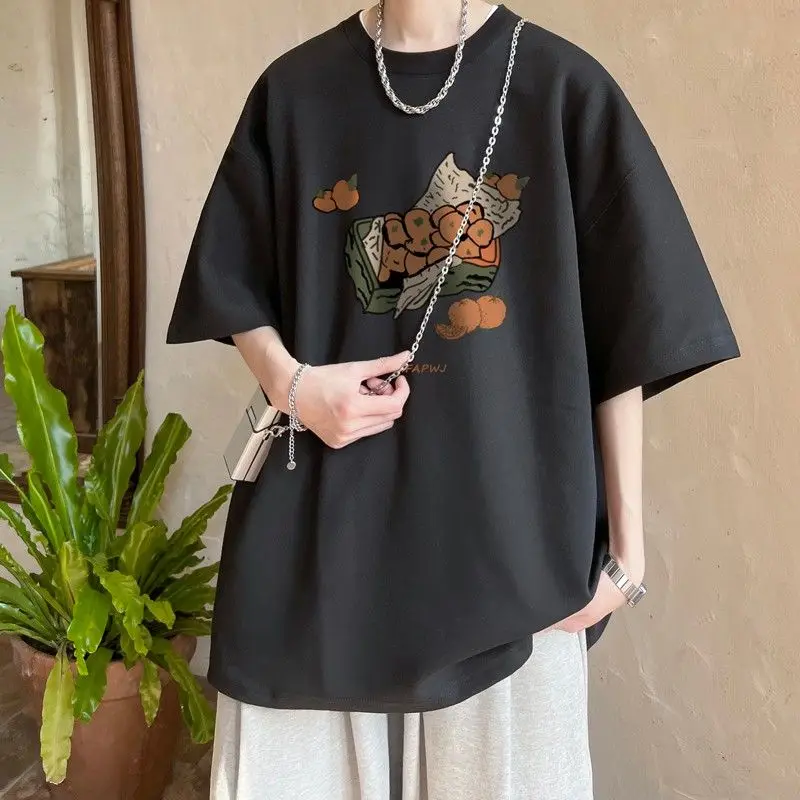 

American Sle Loose Men's T-irt Summer Oversize Large Size Breathable ort Sve irt Small Collar Five f Sves