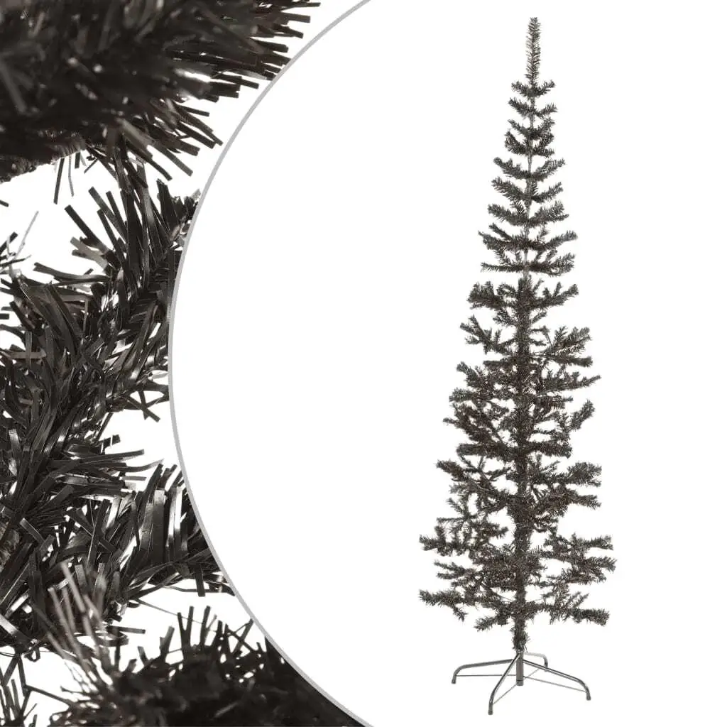 240cm Slim Black Christmas Tree - Elegant Holiday Decoration for Stylish Spaces