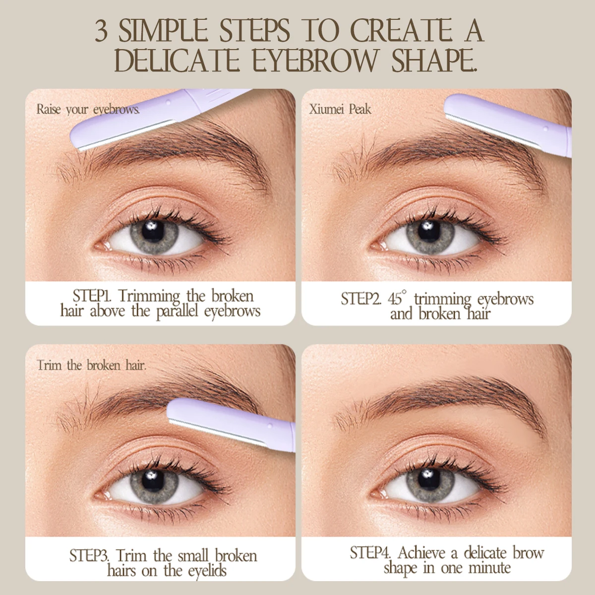 3 قطعة ماكينة تشذيب الحواجب المحمولة شفرات الوجه للنساء والرجال شفرات ماكينة حلاقة آمنة سهلة الاستخدام أدوات ماكياج إزالة الشعر