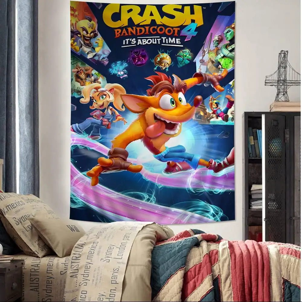C_CrashS_B-Bandicoot Game Hanging Bohemian Tapestry Hanging Tarot Hippie Wall Rugs Dorm Japanese Tapestry