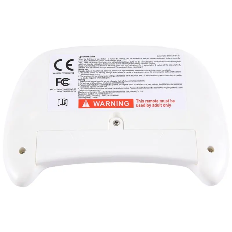 ABJL Children's Electric Car 2.4G Bluetooth Remote Controller, White+Blue Plastic for Kids Ride On Vehicle Replacement Parts