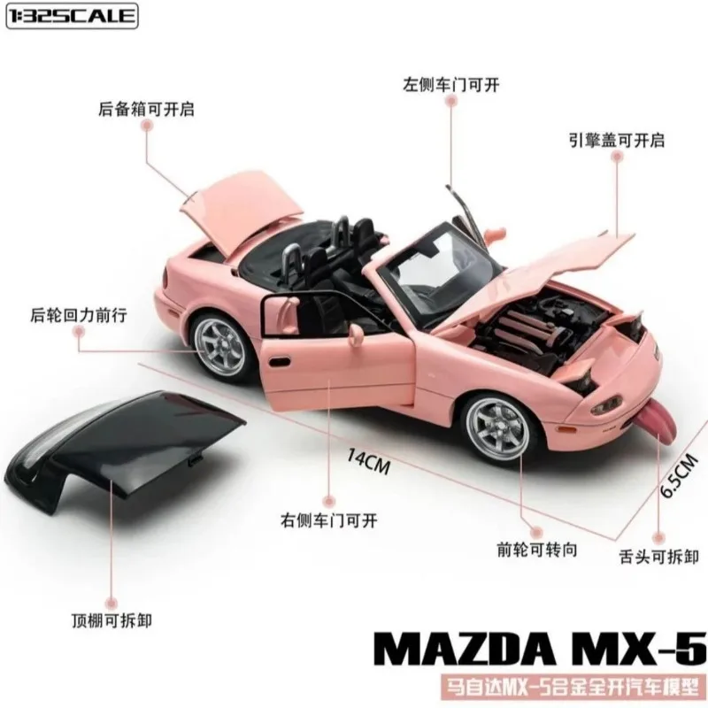 1:32 Scale Mazda MX-5 Diecast Alloy Convertible Model with Fun Tongue Design for Collection Gift Home Decor Ornament