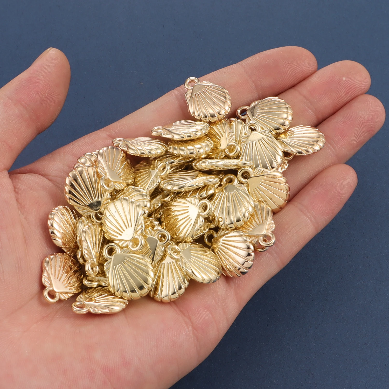 30/100pcs  golden marine animal charm mixed starfish shell stainless steel jewelry making pendant in bulk