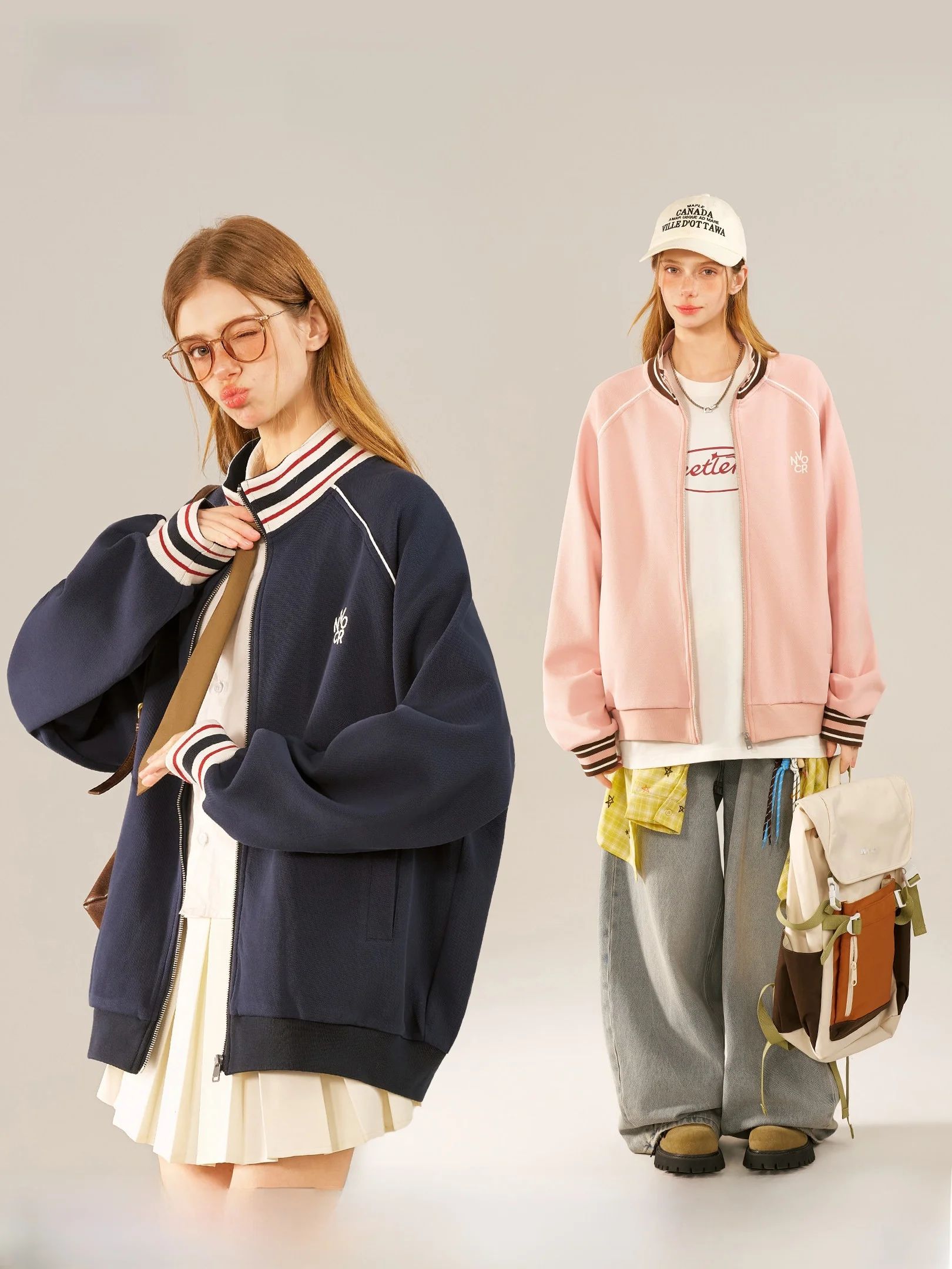 

Жилет Beetle Town Color Blo Line Jaet с воротником-стойкой, повседневный, для пар, бейсбольный, женский, модный, весенний, из смесового хлопка и полиэстера